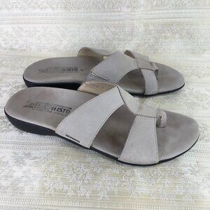 Mephisto Thong Sandals Suede Stone Valeska Size 11